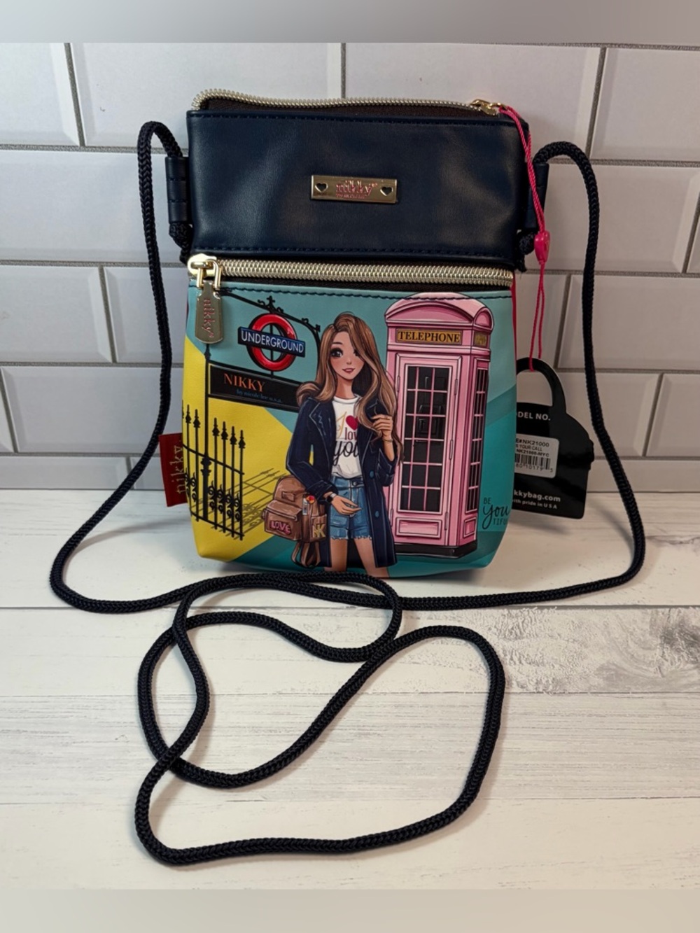 Nikky Multicolor Illustrated Crossbody Bag